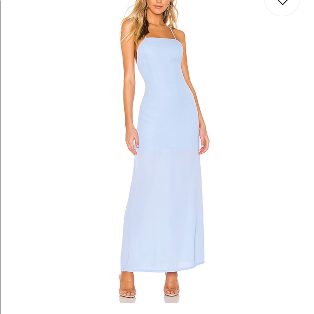 Light blue maxi dress with open back